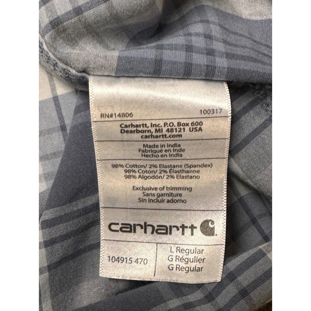 Carhartt Men's Gray Plaid Rugged Flex LS Button Down Shirt Relaxed Fit  Large - Picture 5 of 6